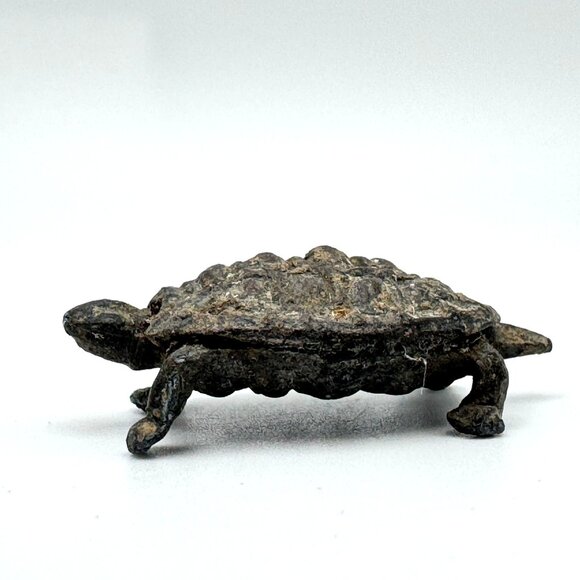 Wealth Turtle Mini Figurine Post-1940 Vintage Lead Tin - Picture 5 of 8
